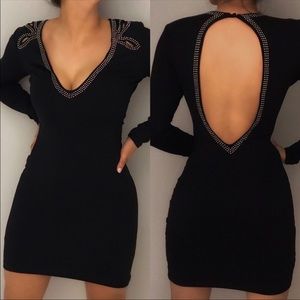 bebe Black Mini Dress with Silver Accents